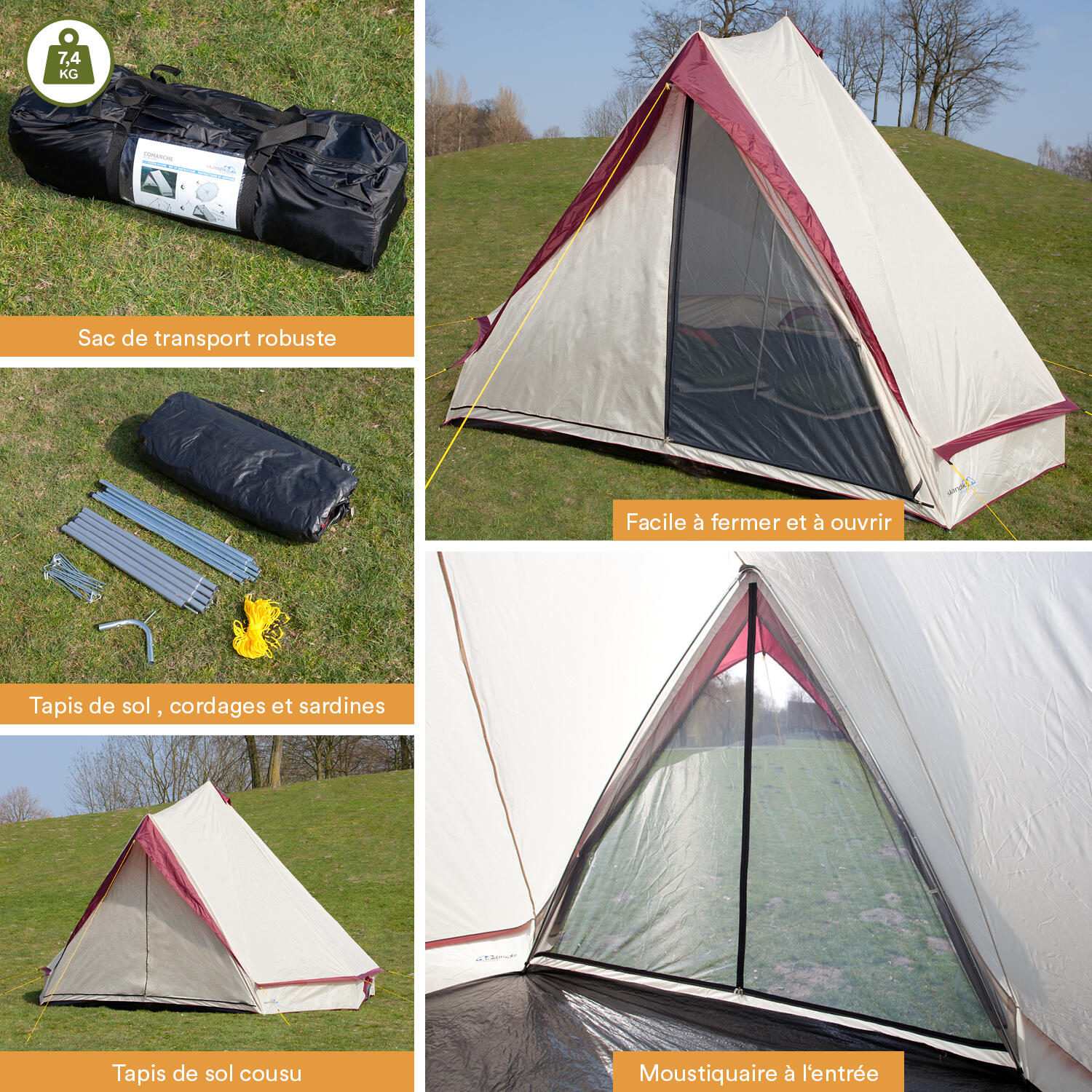 Tenda da campeggio Tipi - Comanche 400 Protect - 8 persone - Altezza 2,5 m 4/7