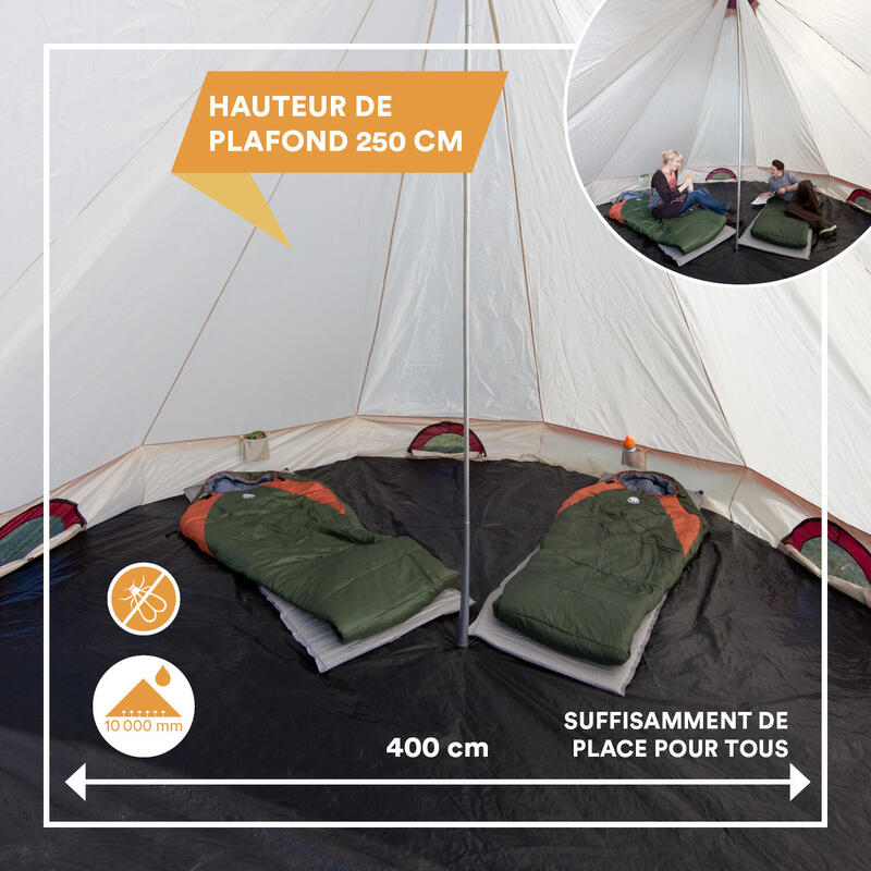 Tente Tipi camping Comanche 400 Protect - 8 personnes - Tapis de sol cousu