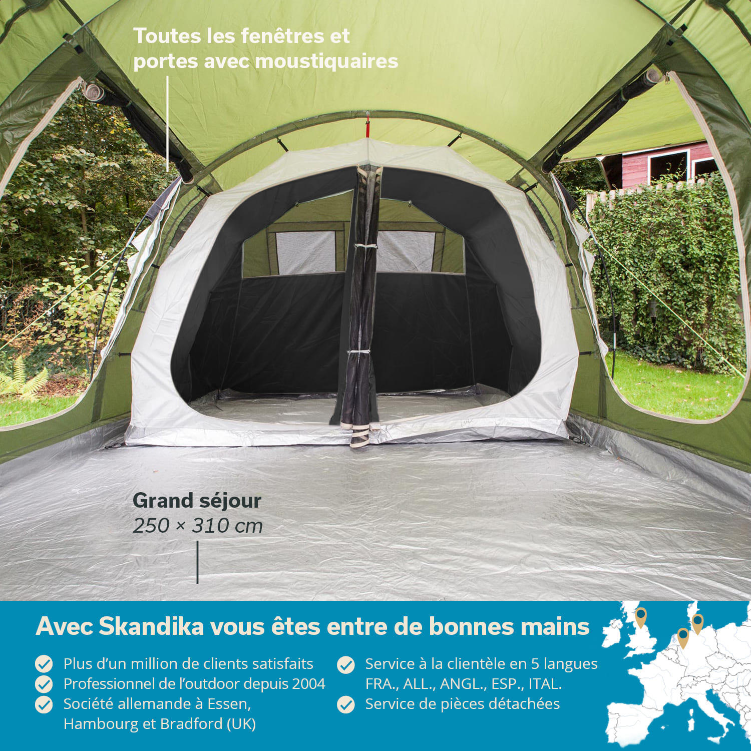 Tenda da campeggio - Gotland Protect 4 - 2x cabine scure - zanzariera 3/7