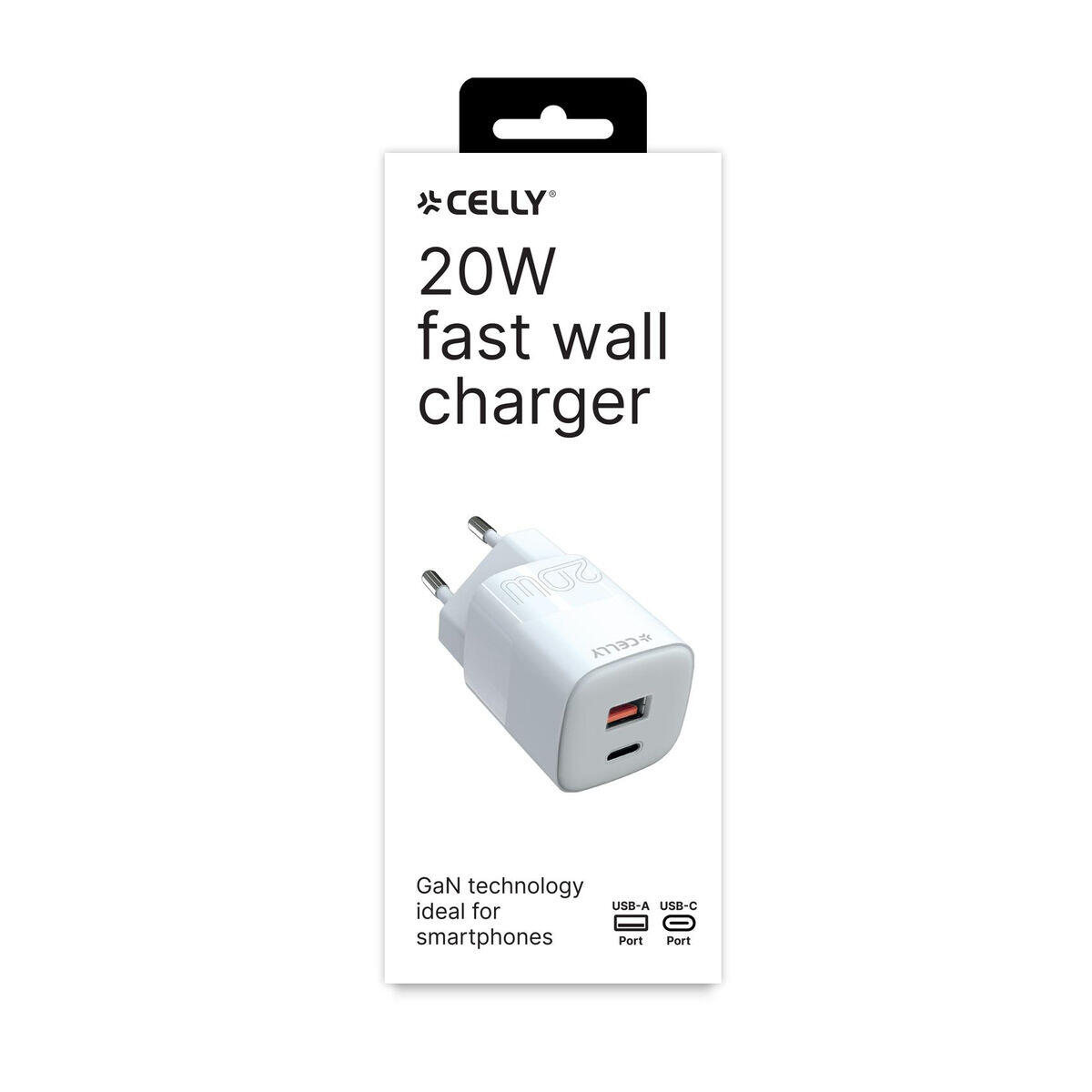 Cargador de Pared Celly TC2USBUSBC20EVO Blanco 3/3