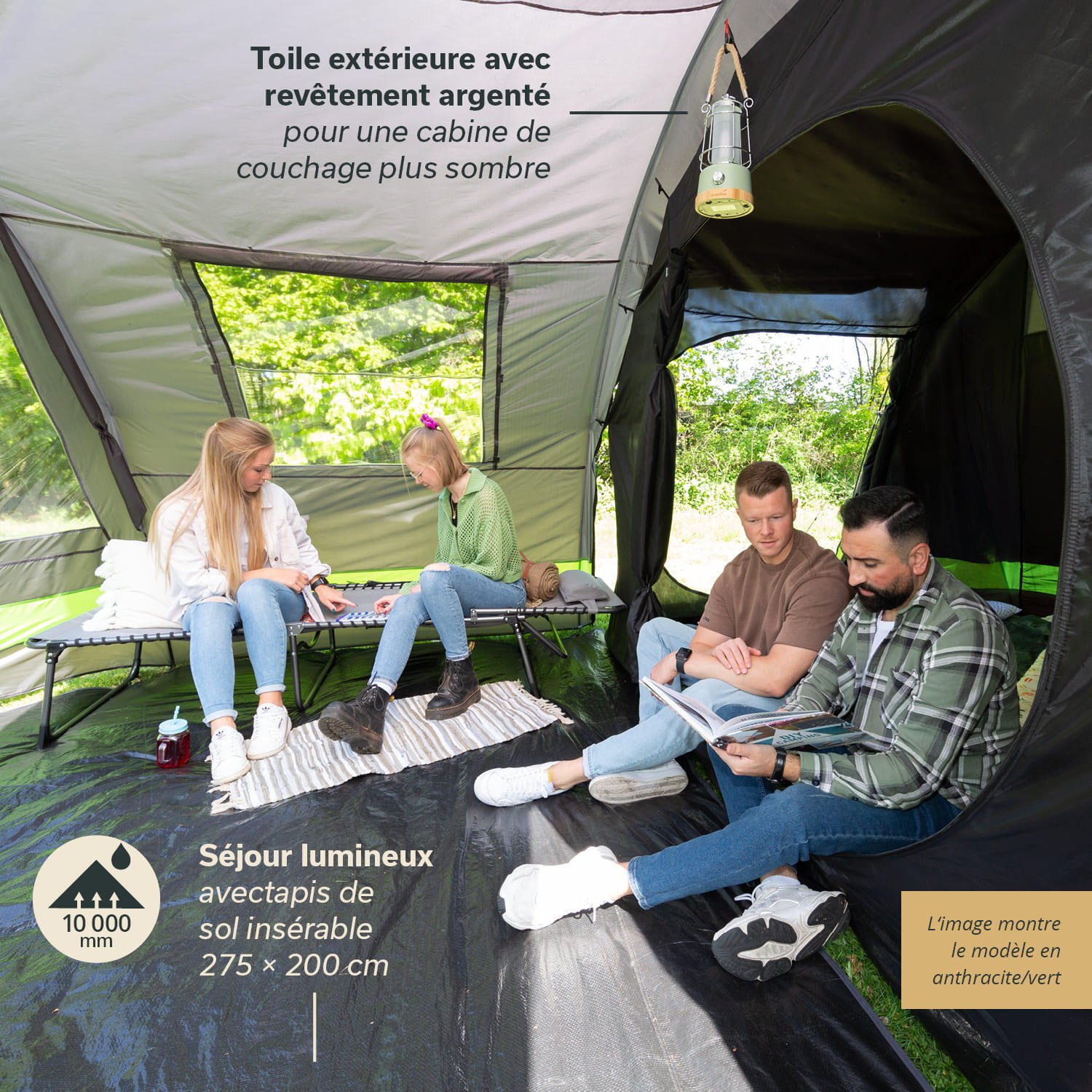 Familie tunneltent Kambo 6 - 6 pers. - 480 x 360 cm - 3 ingangen - Markies 3/7