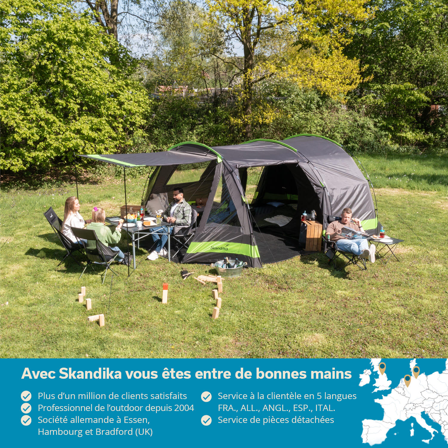 Familie tunneltent Kambo 6 - 6 pers. - 480 x 360 cm - 3 ingangen - Markies 7/7