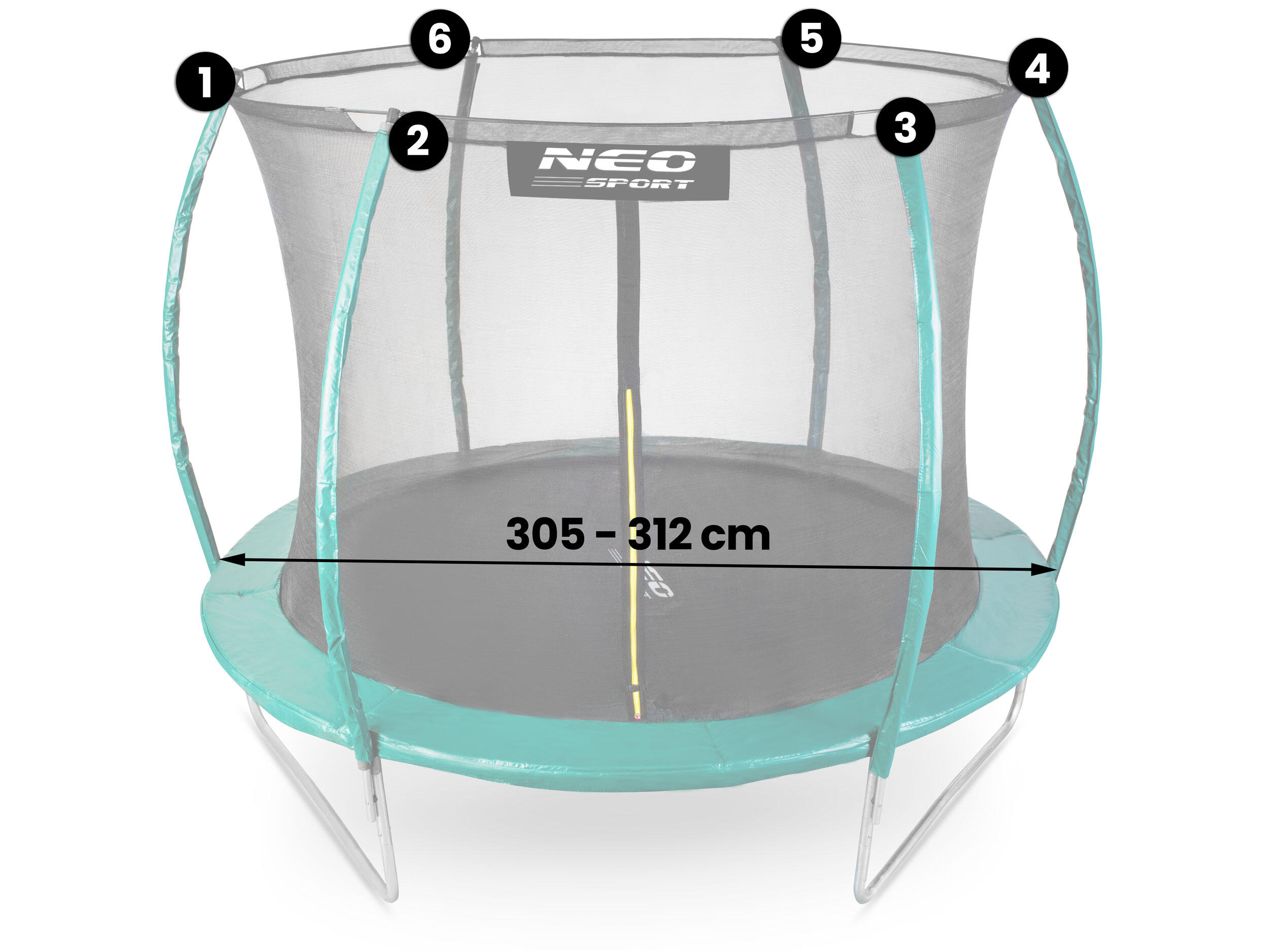 Rete Interna Trampolino Neo-Sport 10ft, Verde 6/7