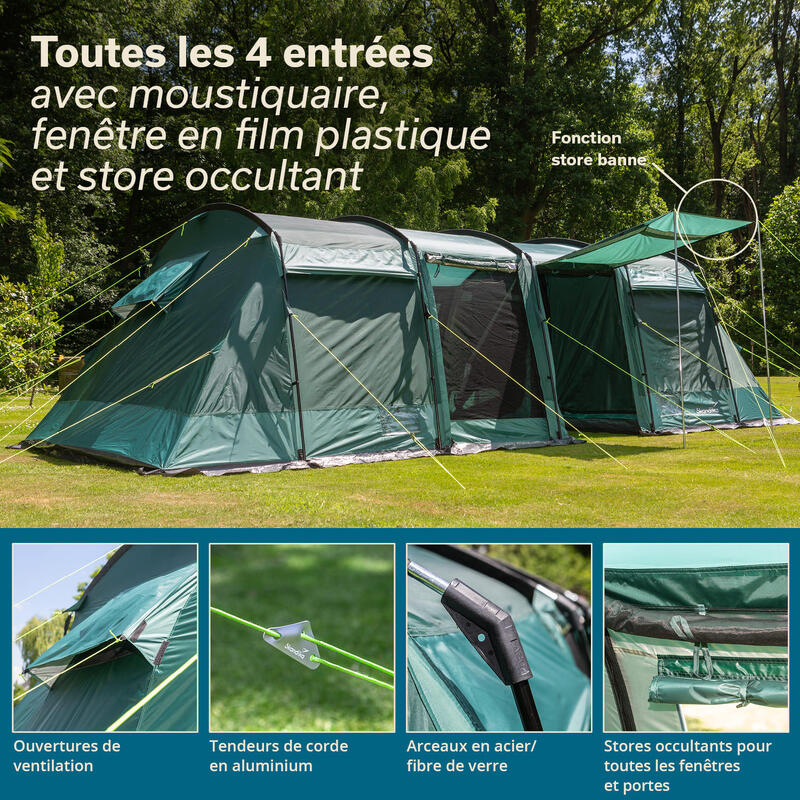 Tente tunnel familiale Montana 8 Sleeper - 8 Personnes - 3 cabines sombres