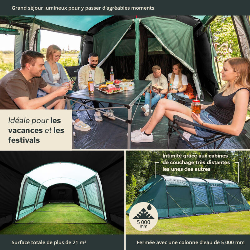 Tente tunnel familiale Montana 8 Sleeper - 8 Personnes - 3 cabines sombres