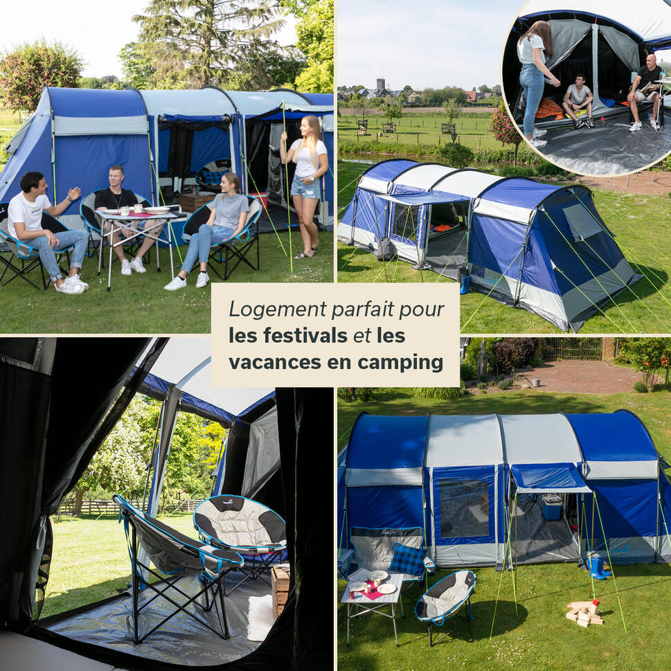 Namiot kempinowy Montana 8 Sleeper Protect, 8-osobowy, 3-4 sypialnie, niebieski