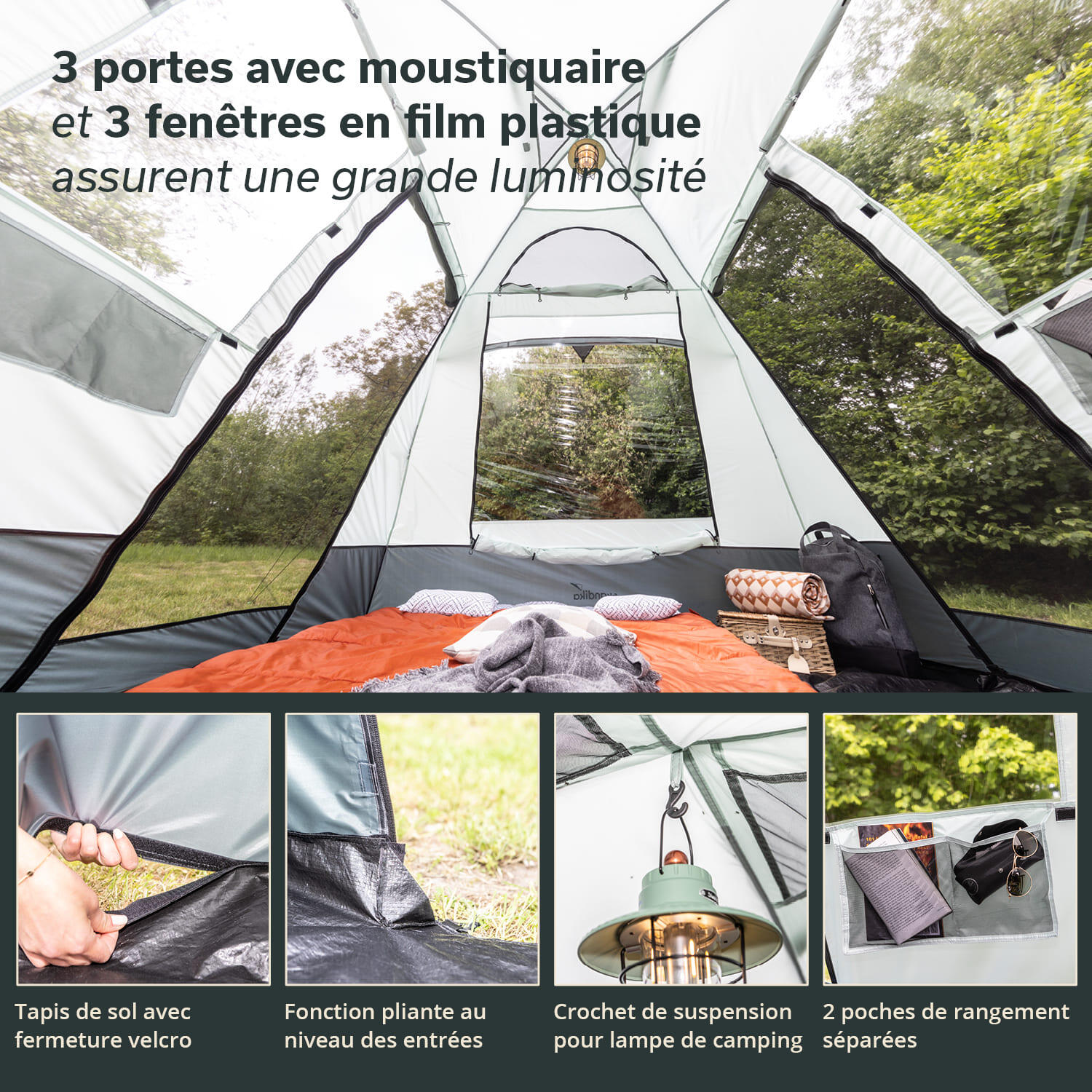Multifunctionele tent - 3-persoons kampeertent - 250 x 250 cm 3/7