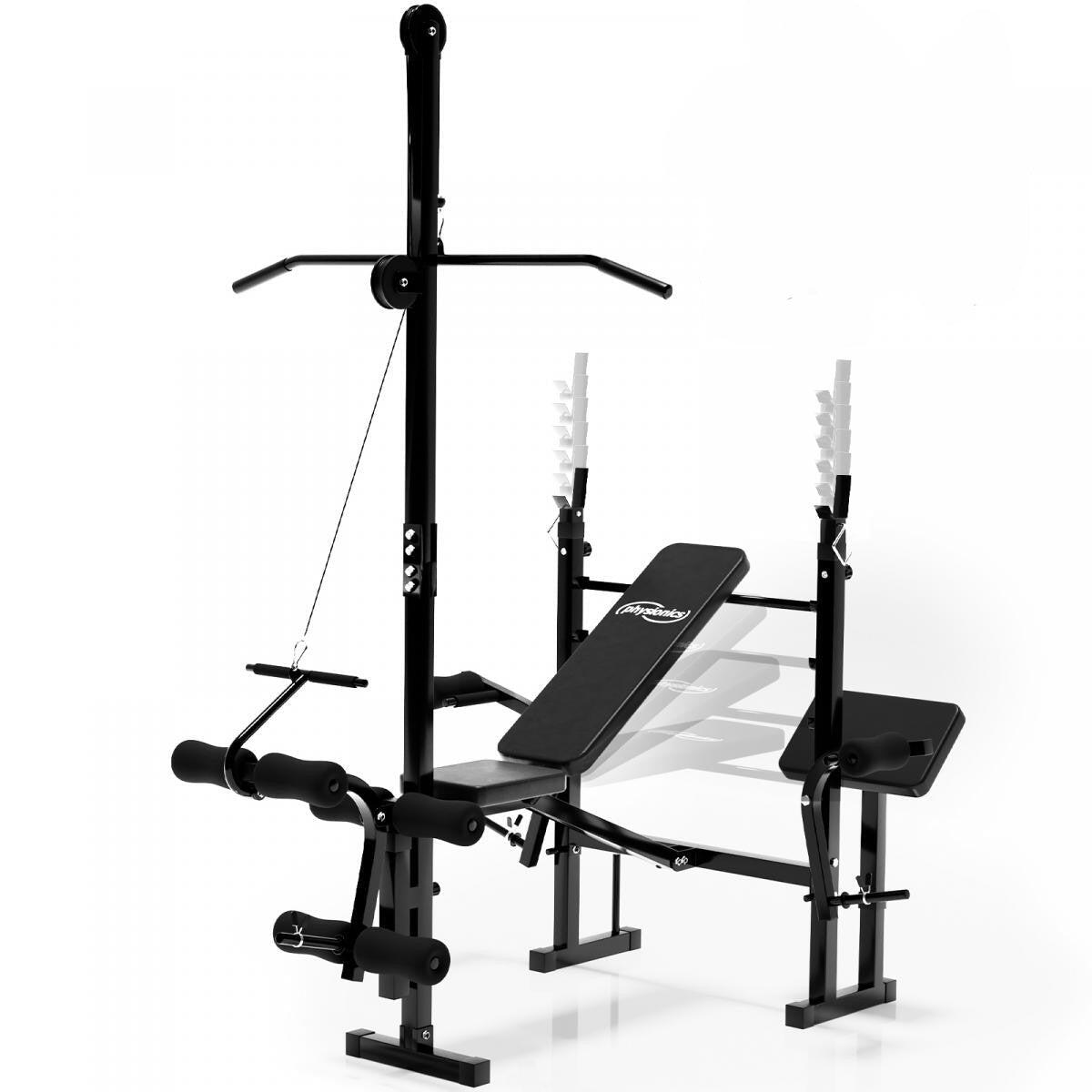 GORILLA SPORTS Physionics Multifunctionele fitnessbank met lat pulley