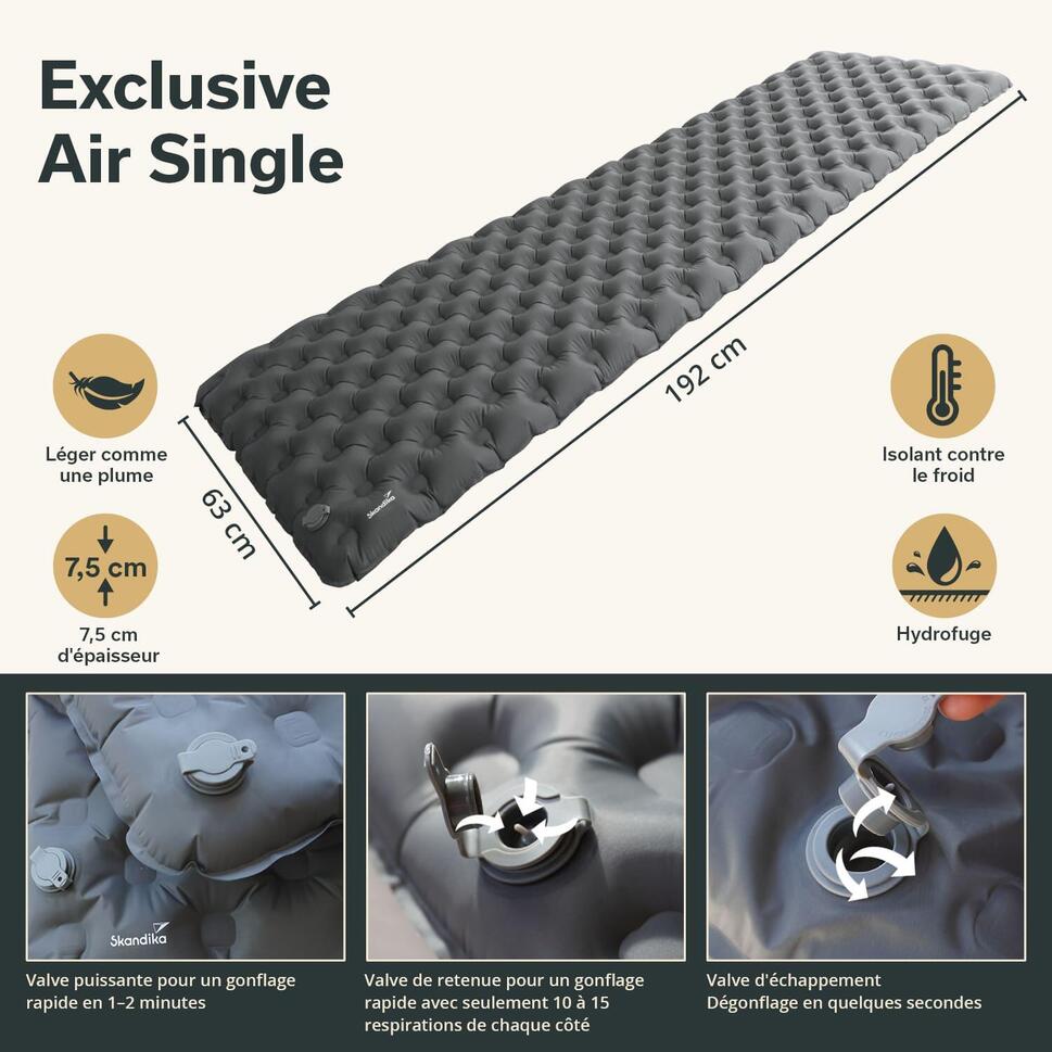 Materac kempingowy dmuchany Exclusive Air Single, 63 cm, 1-osobowy