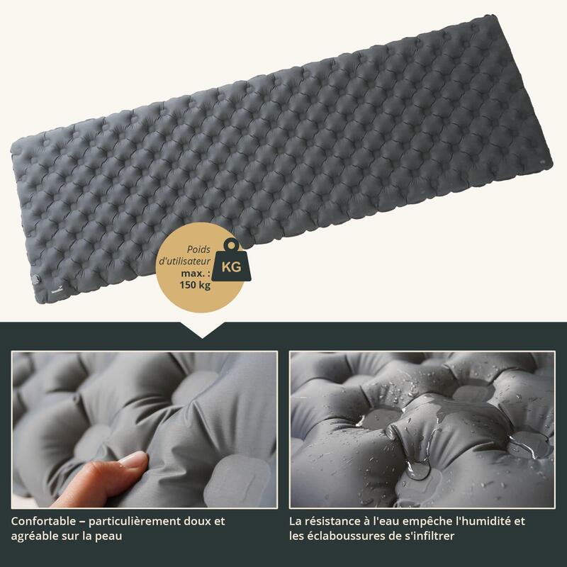 Matelas de camping Exclusive Air Single – gonflable ultra-léger – 192x63cm