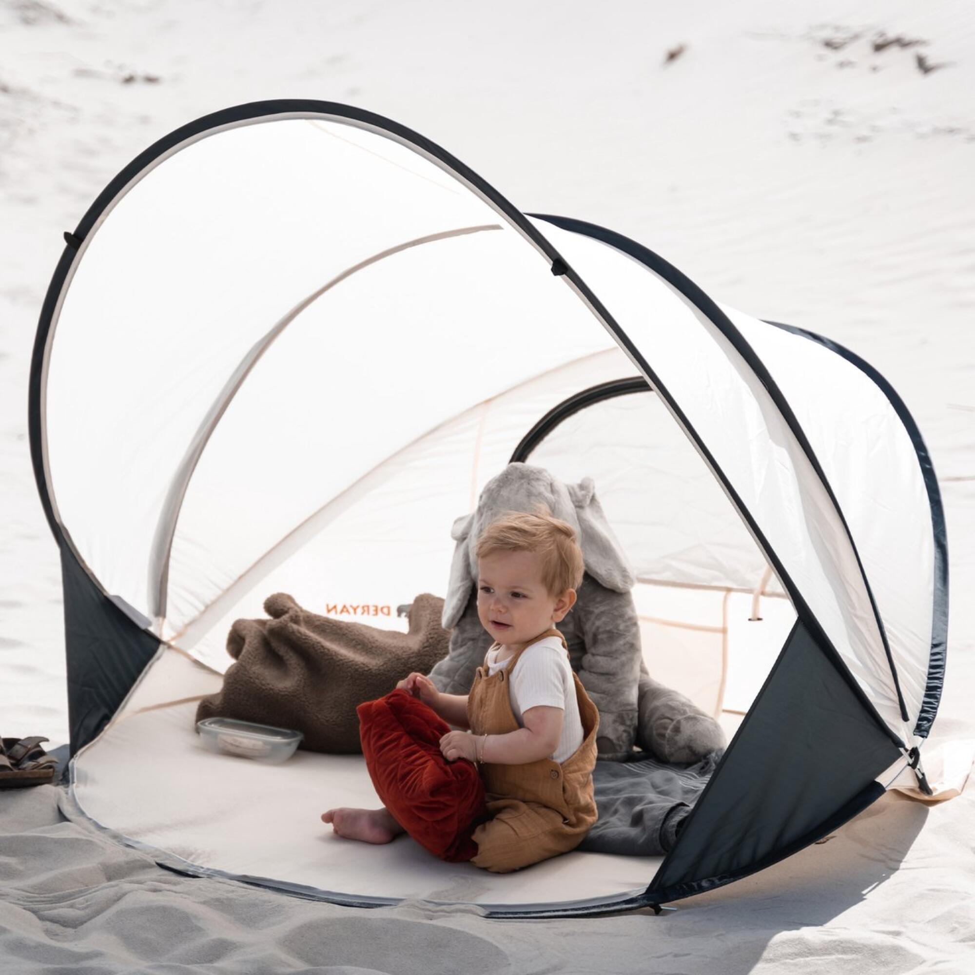 Tente de plage Pop-Up XXL de Luxe - Légère - Protection UV 50+ - Crème 4/7