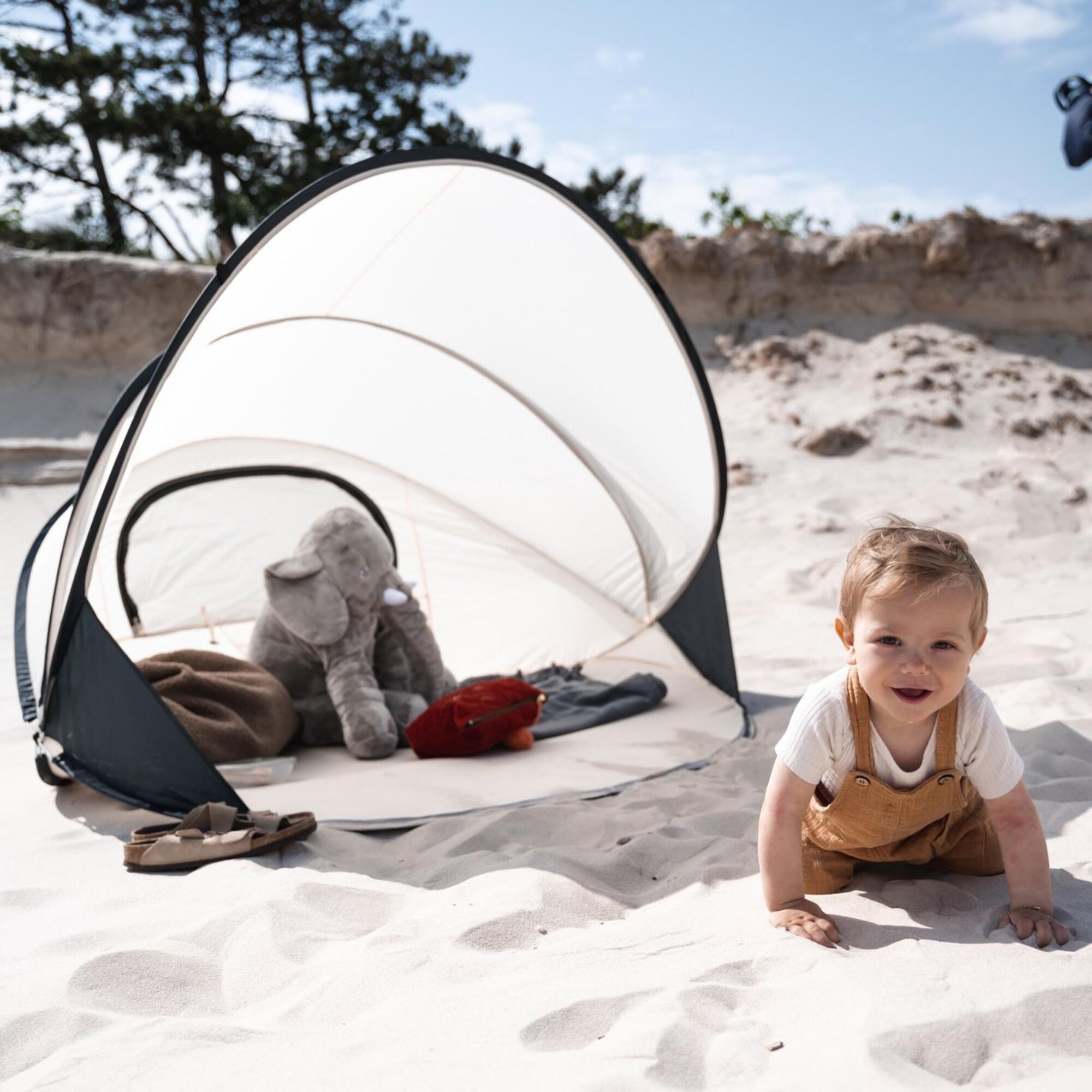 Tente de plage Pop-Up XXL de Luxe - Légère - Protection UV 50+ - Crème 5/7