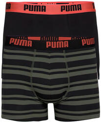 Boxers Puma Heritage Stripe pour Hommes - Paquet de 2, Vert Armée, S