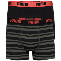Boxers Puma Heritage Stripe pour Hommes - Paquet de 2, Vert Armée, S