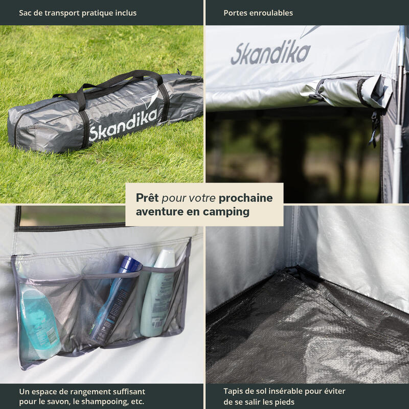 Tente cabine de douche – 230 cm de hauteur- avec fenêtres occultables