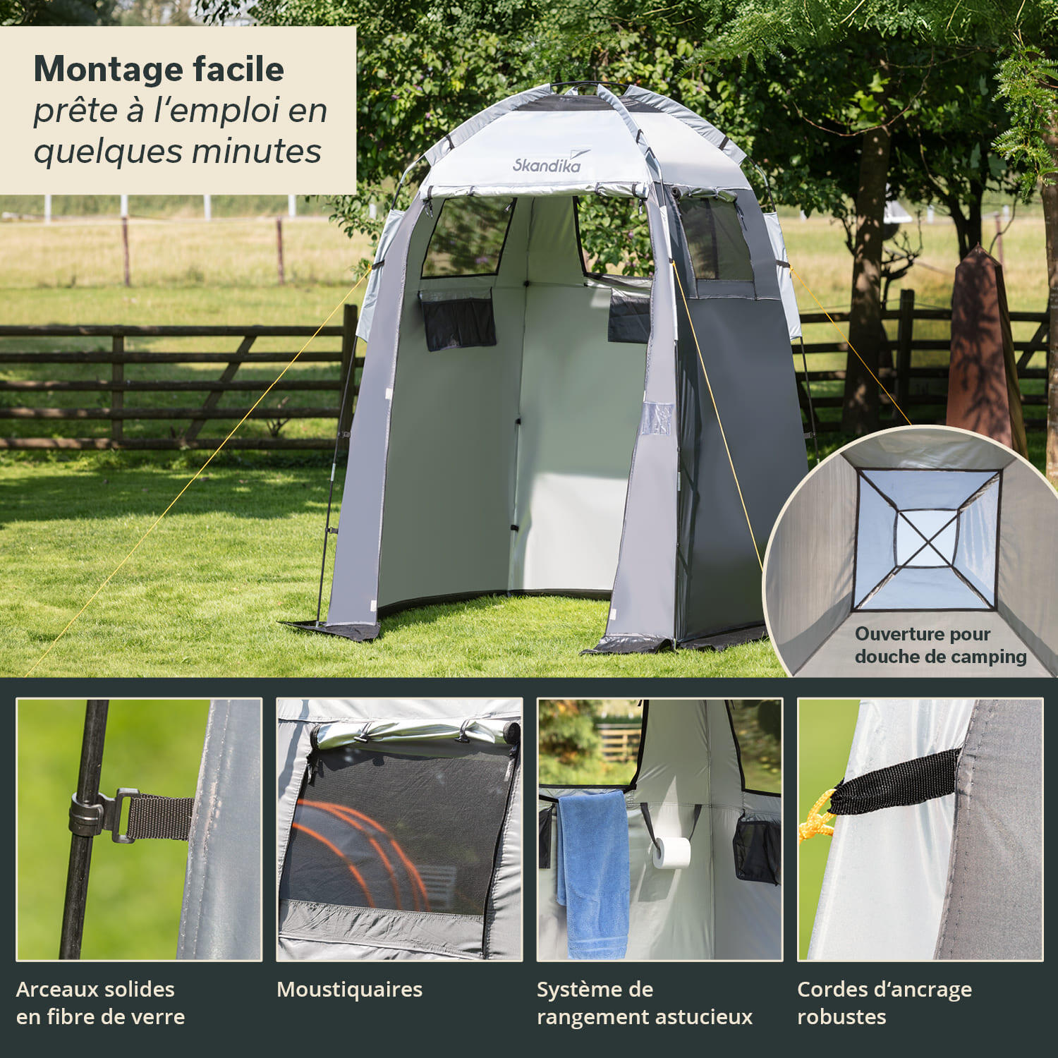 Tienda ducha/vestuario de camping  - tienda vestidor grande con 230cm altura 4/7