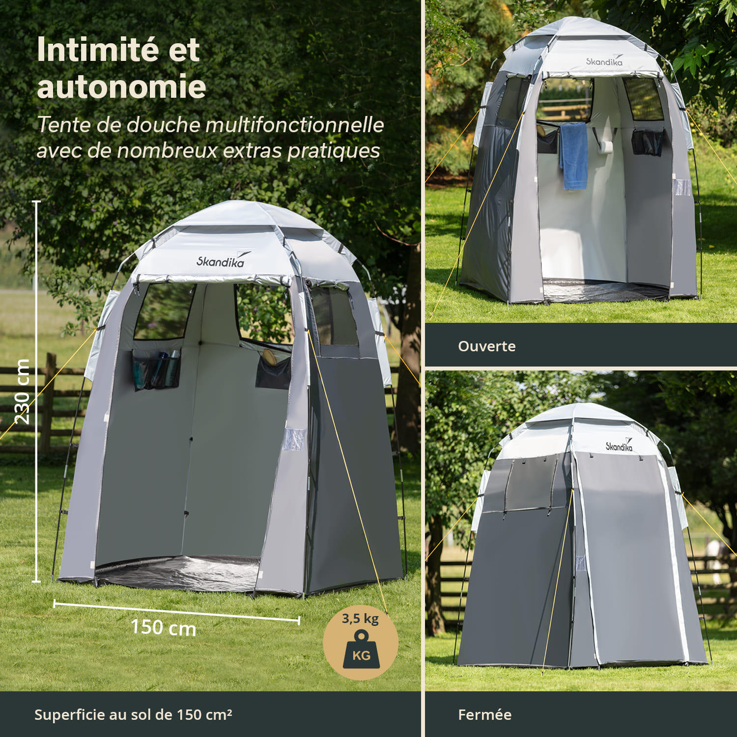 Tienda ducha/vestuario de camping  - tienda vestidor grande con 230cm altura 2/7
