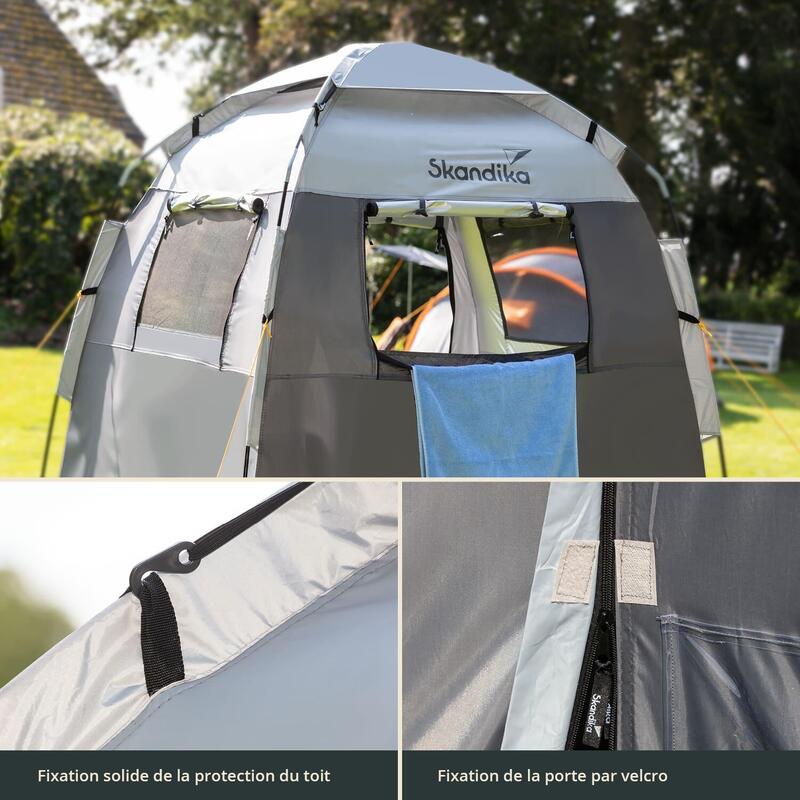 Tente cabine de douche – 230 cm de hauteur- avec fenêtres occultables
