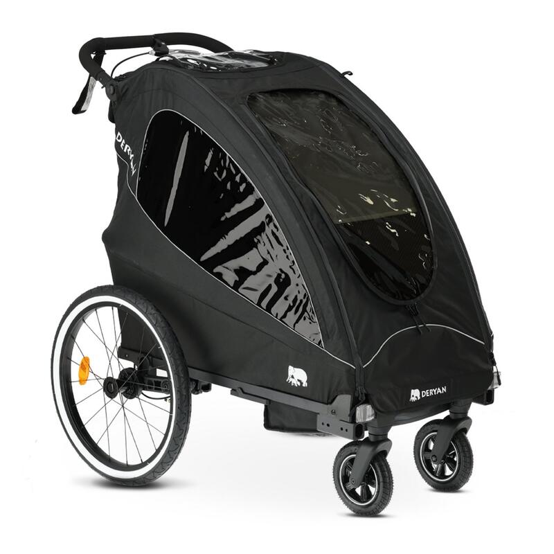 Remorcă de bicicletă de lux - Remorcă 3-în-1 - Cărucior - 1 loc - Negru