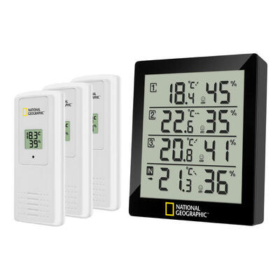 NATIONAL GEOGRAPHIC Digitales Thermo-Hygrometer für 4 Messbereiche - schwarz
