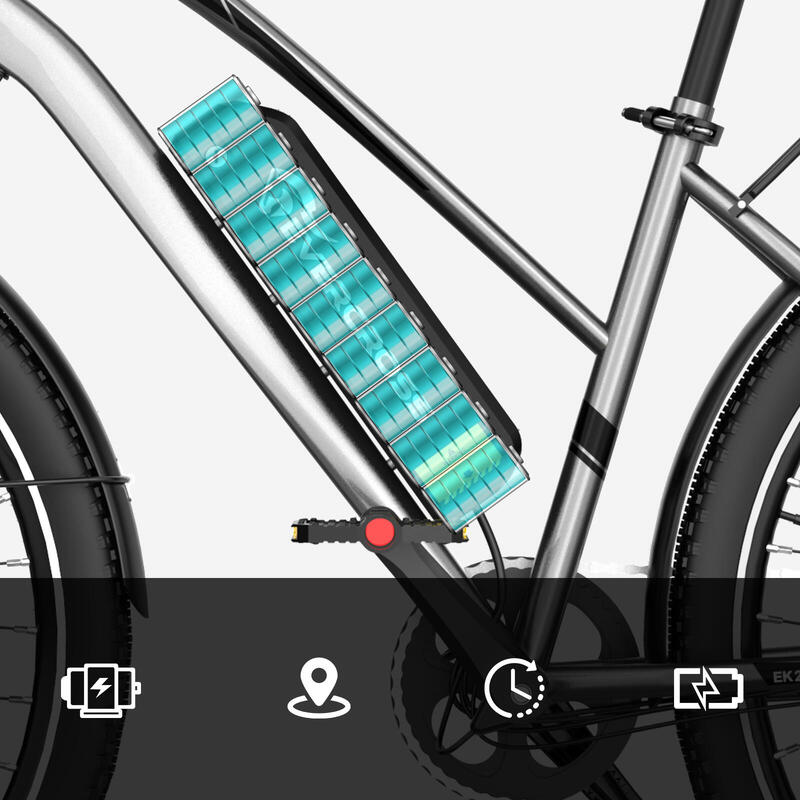 Vélo Electrique Adulte avec Pneu 28'' 36V13Ah APP EVERCROSS-EK28 Argent