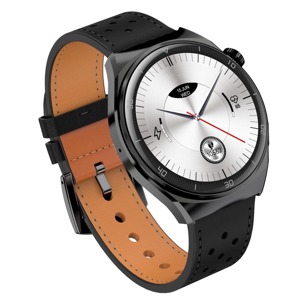 Smartwatch Garett V12 czarny skórzany