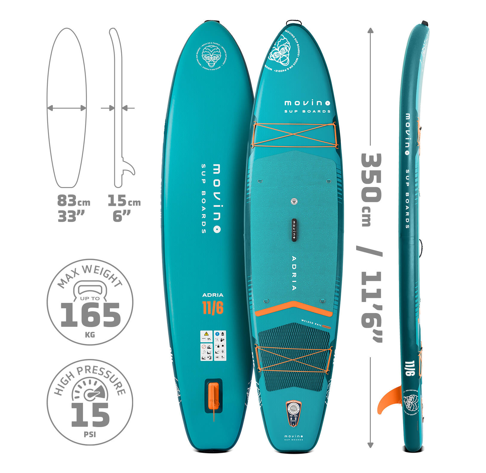 SUP-Board Movino Adria 11’6” (350cm) 350 BO-9020 6/7
