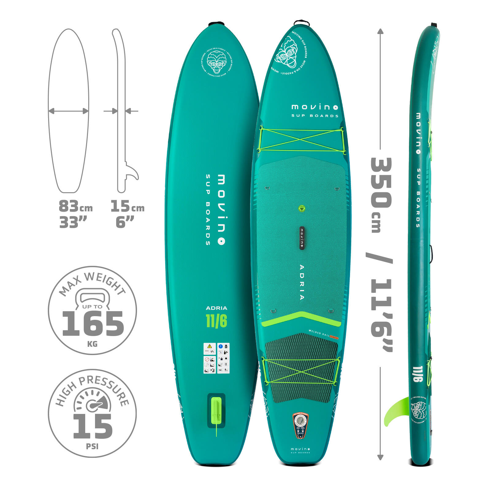 SUP-Board Movino Adria 11’6” (350cm) 350 G 9013 6/7