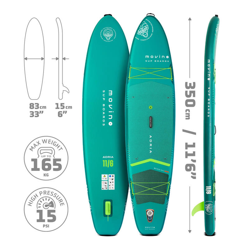 Nafukovací SUP paddleboard Adria G (350 cm) svařované hrany pádlo 2v1