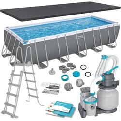 BESTWAY Piscine hors sol rectangle Power Steel gris clair 640 x 274 x 132 cm