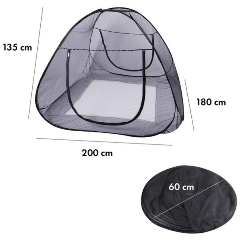 Cort de pat Pop-Up - Plasă împotriva insectelor - 200x135x180cm - Negru