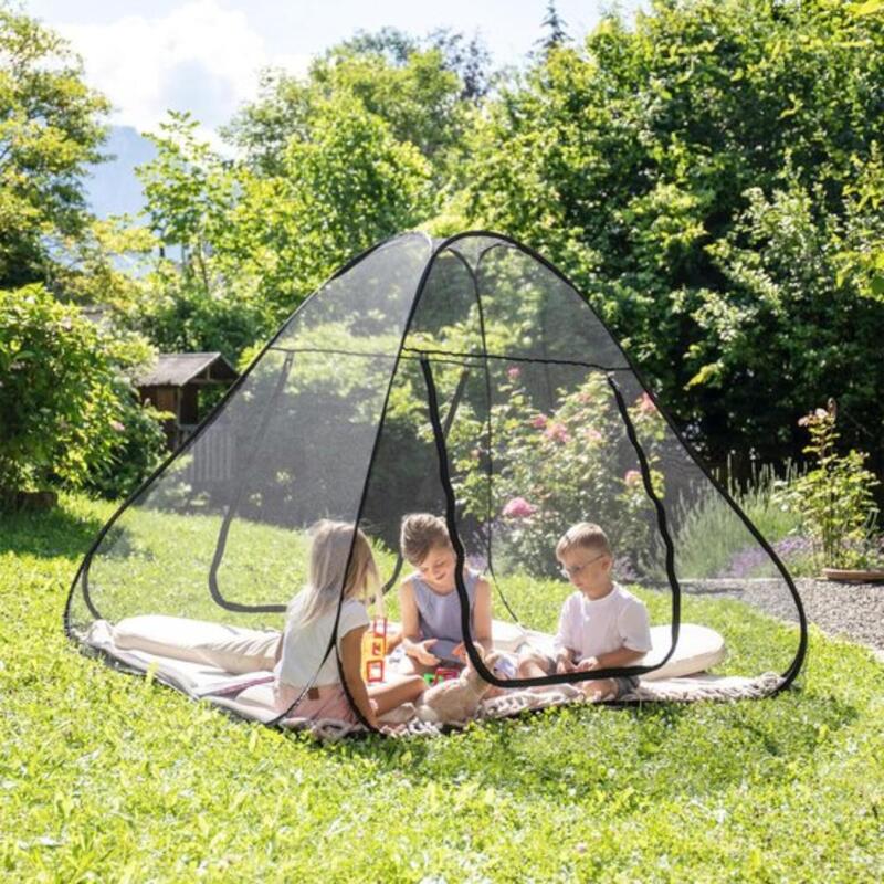 Cort de pat Pop-Up - Plasă împotriva insectelor - 200x135x180cm - Negru