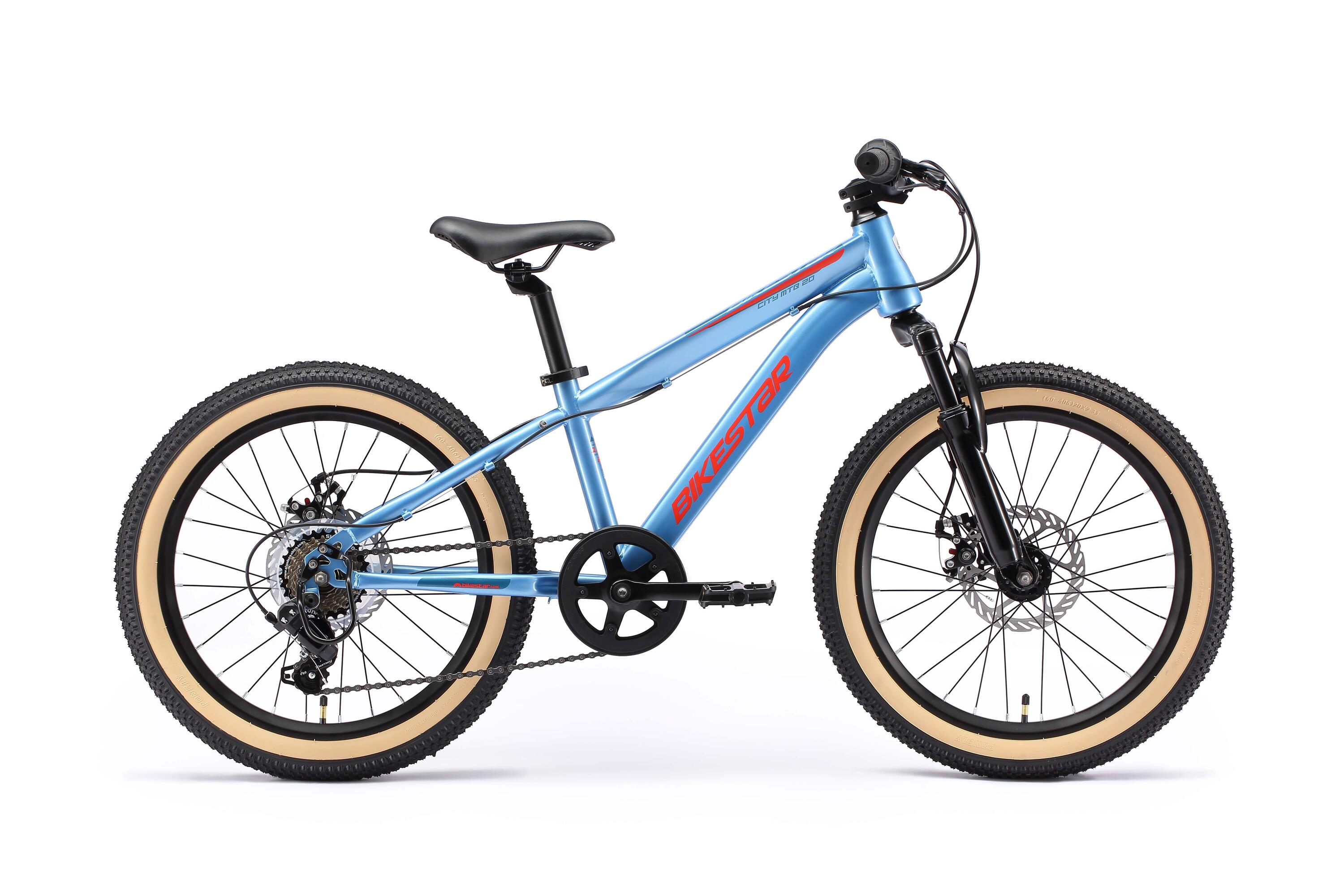 BIKESTAR MTB 20" Kinderrad 6 Jahre, hardtail, 21 Gang, Scheibenbremse