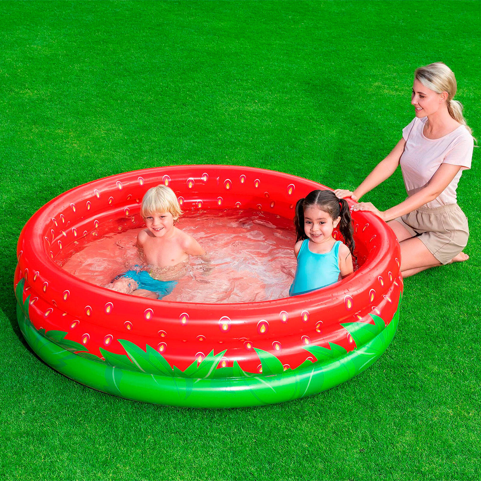 Piscina Hinchable Autoportante Infantil Bestway 160x38 cm Diseño Fresa Rápida In 2/7