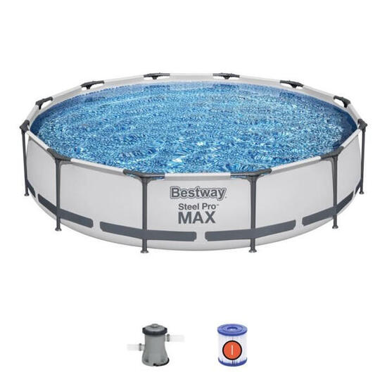 Piscina Desmontable Tubular Bestway Steel Pro Max 366x76 cm Depuradora de Cartuc