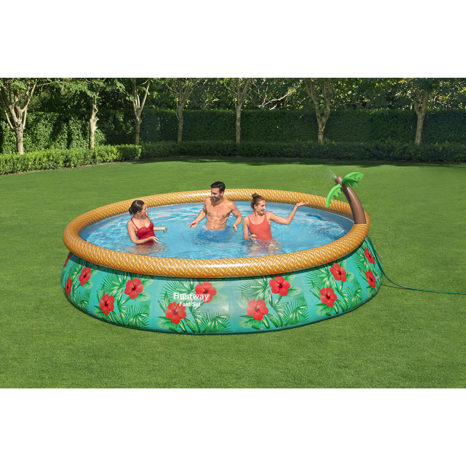 Bestway Piscine gonflable ronde Bestway Fast Set 457 x 84 cm décor tropical 2/7