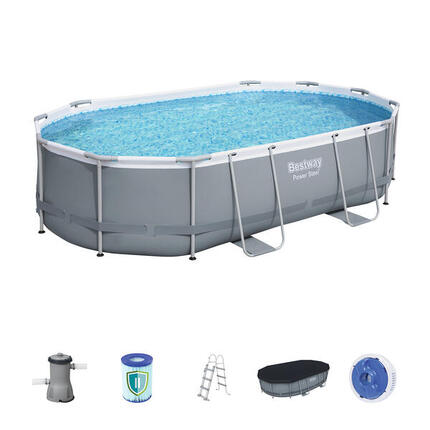 Piscina Desmontable Tubular Bestway Power Steel Oval 488x305x107 cm Depuradora d