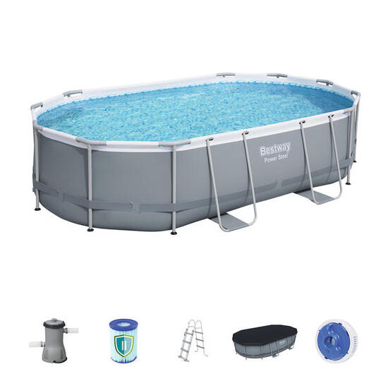 Piscina Desmontable Tubular Bestway Power Steel Oval 488x305x107 cm Depuradora d