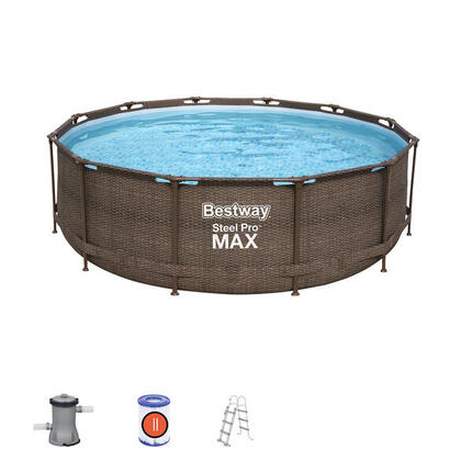 Piscina Desmontable Tubular Bestway Steel Pro Max Diseño Rattan 366x100 cm Depur