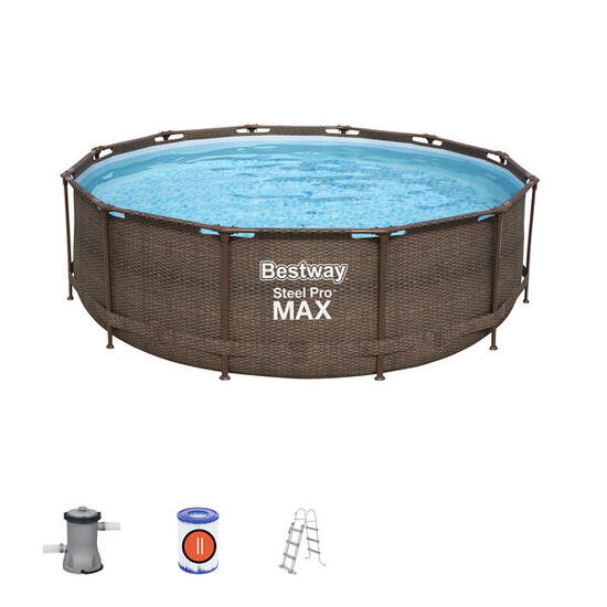 Piscina Desmontable Tubular Bestway Steel Pro Max Diseño Rattan 366x100 cm Depur