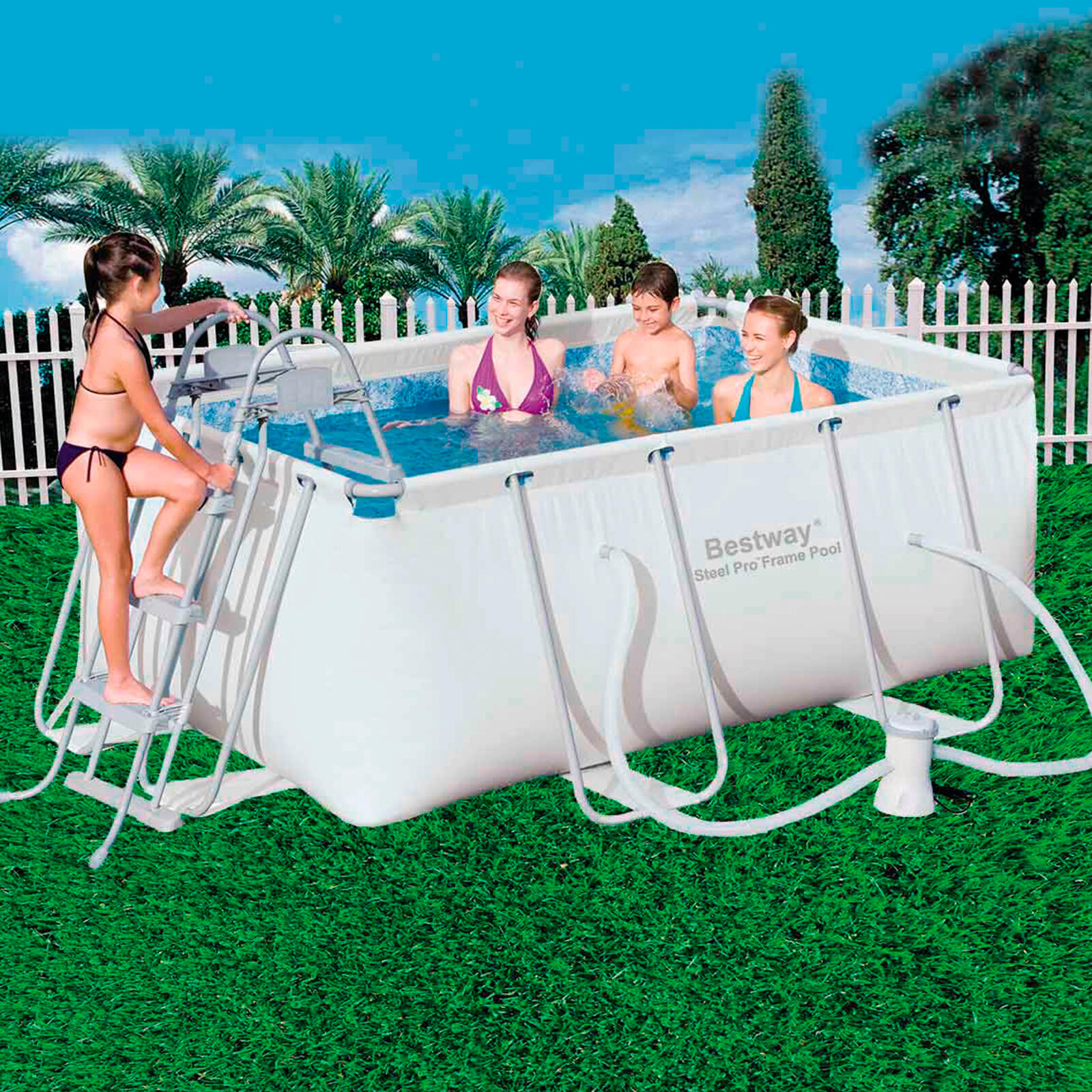 Piscina Desmontable Tubular Rectangular Bestway Power Steel 287x201x100 cm con D 2/5