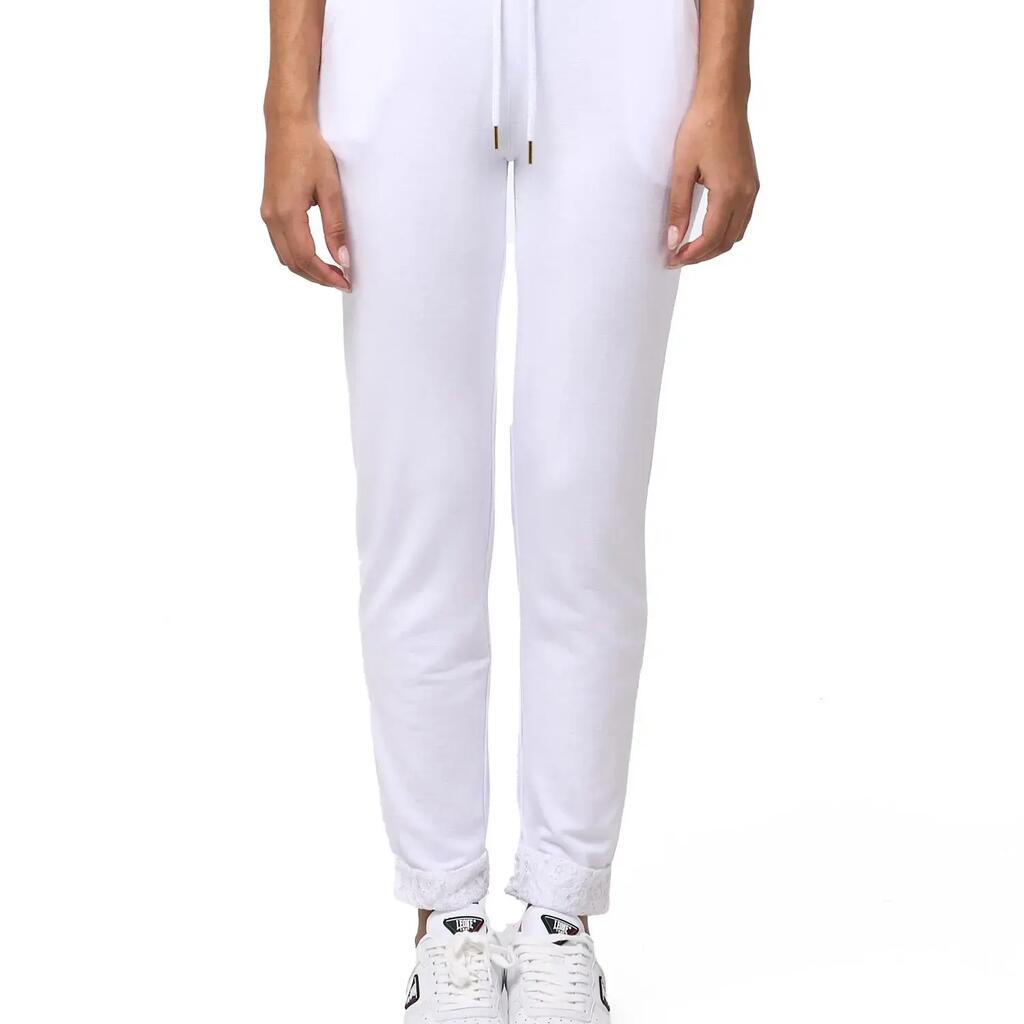 Leone 1947 Apparel women's sweatpants with lace cuffs. Sporty, feminine.