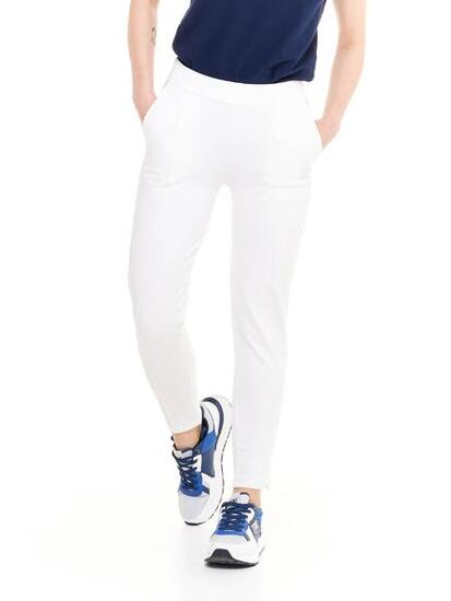 Pantalon femme droit à plis en polaire Training