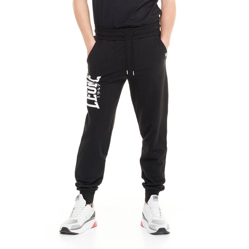 Pantaloni bărbătești Leone Basic cu logo mare din bumbac neperiat