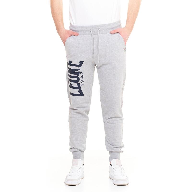 Pantaloni bărbătești Leone Basic cu logo mare din bumbac neperiat