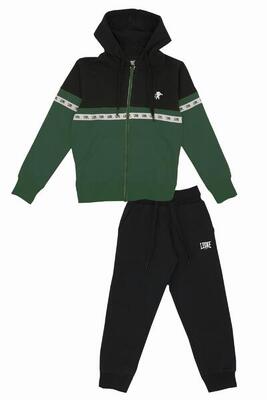 Kinder trainingspak met capuchon en new tape horizontale band