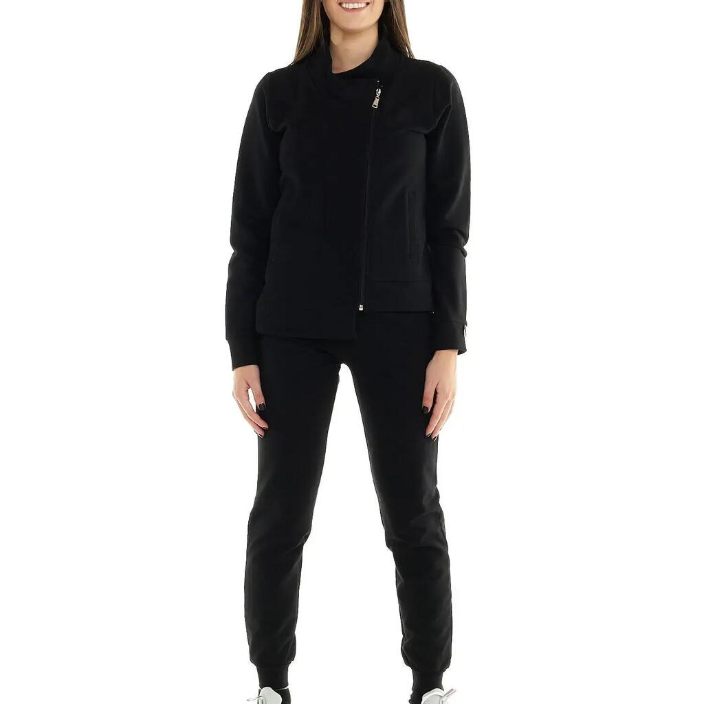 Woman tracksuit with diagonal zip Blackout