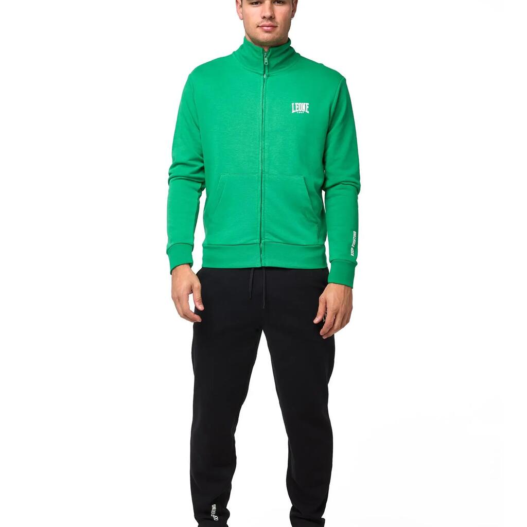 Leone Basic Men's Tracksuit with Zip-Up Collared Sweatshirts and Non-Sweatpants