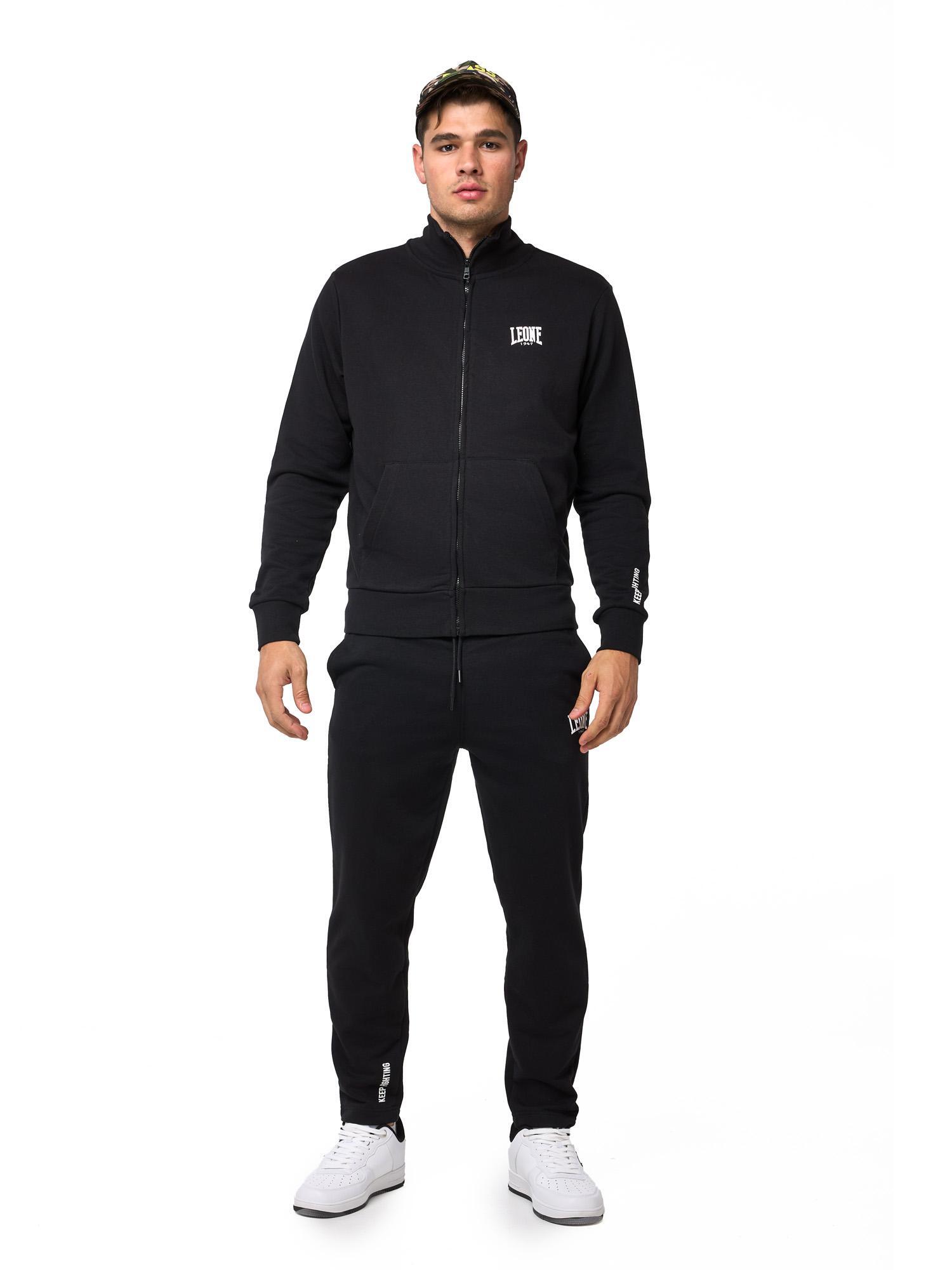 Tuta da uomo con felpa con colletto e zip e pantalone non felpata Leone Basic 6/8