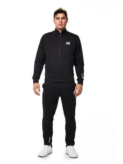 Tuta da uomo con felpa con colletto e zip e pantalone non felpata Leone Basic